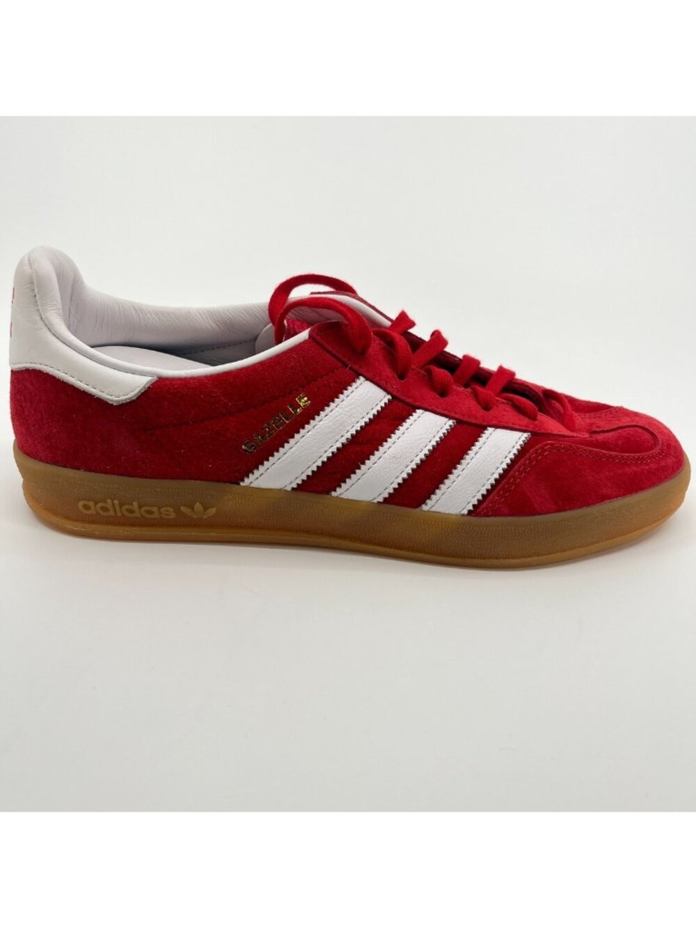 Adidas Gazelle Indoor Mens Size 7 Red White Gum Athletic Walking Shoes Sneakers